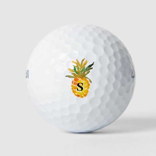Balles De Golf Aquarelle Monogramme Ananas (Devant)