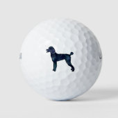 Balles De Golf Aquarelle noire de caniche Silhouette (Devant)