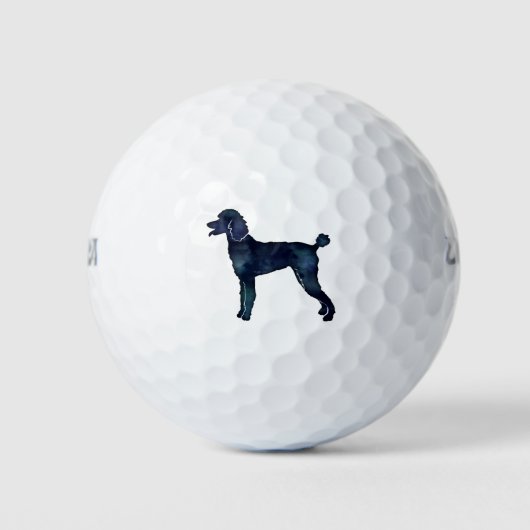 Balles De Golf Aquarelle noire de caniche Silhouette (Devant)