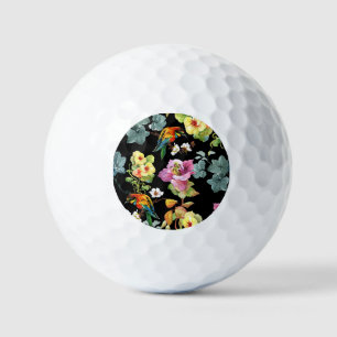 Balles De Golf Aquarelle Oiseaux Fleurs : Coloré Sans Couleur.