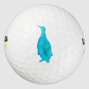 Balles De Golf Aquarelle Penguin Silhouette Turquoise Turquoise A
