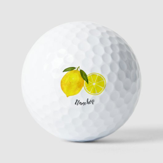 Balles De Golf Aquarelle personnalisée Citron jaune (Recto)