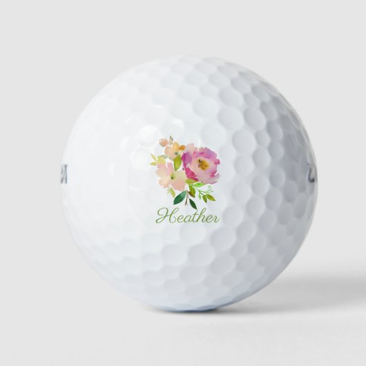 Balles De Golf Aquarelle personnalisée Floral (Devant)