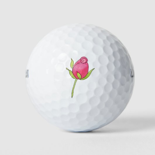 Balles De Golf Aquarelle rose Rosebud (Devant)