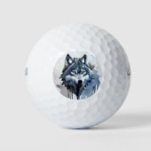 Balles De Golf Aquarelle Wolf Head Dusty Blue (Devant)