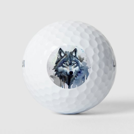 Balles De Golf Aquarelle Wolf Head Dusty Blue (Devant)