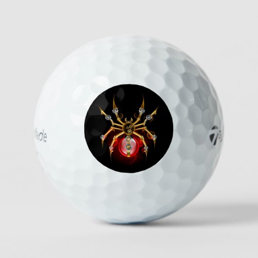 Balles De Golf Araignée steampunk sur fond noir (Recto)