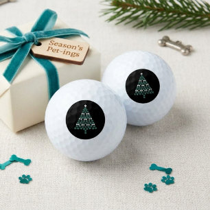 Balles De Golf Arbre de Noël Empreinte de Patte de Chien Amoureux