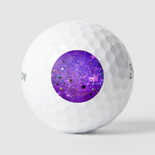 Balles De Golf Arrière - plan de feuille violet avec étoiles