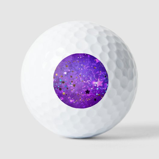 Balles De Golf Arrière - plan de feuille violet avec étoiles (Recto)