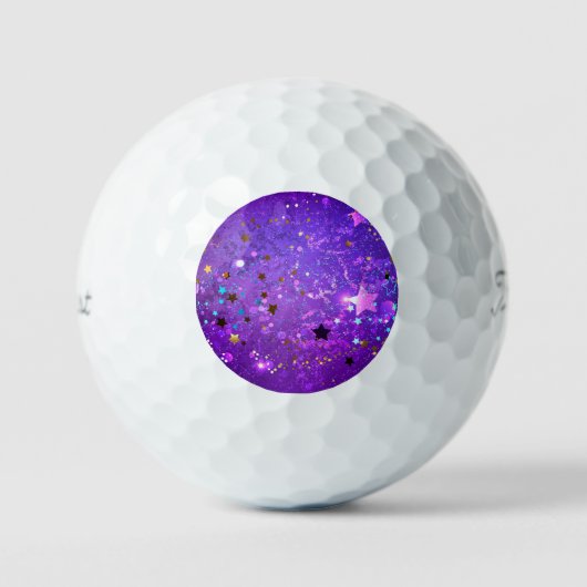 Balles De Golf Arrière - plan de feuille violet avec étoiles (Recto)