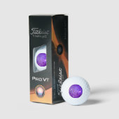 Balles De Golf Arrière - plan de feuille violet avec étoiles (Conditionnement)