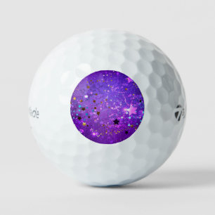 Balles De Golf Arrière - plan de feuille violet avec étoiles