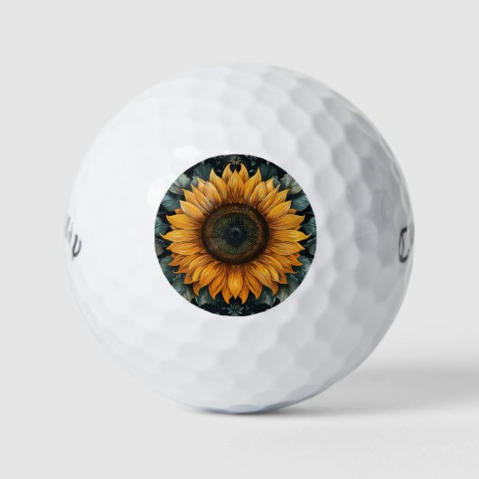 Balles De Golf Art botanique de tournesol complexe (Devant)