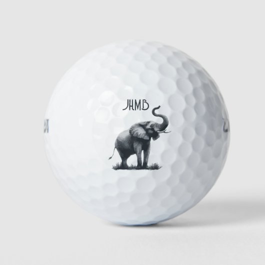 Balles De Golf Art de monogramme d'animal éléphant (Devant)
