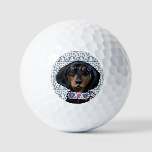 Balles De Golf Art de Noël sur le teckel     (Recto)