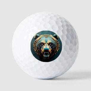Balles De Golf Art d'ours stylisé féroce