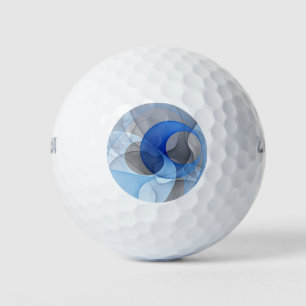 Balles De Golf Art graphique fractal abstrait bleu gris moderne