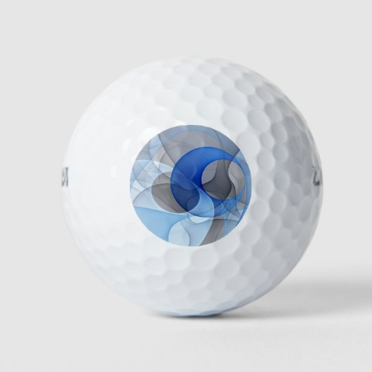 Balles De Golf Art graphique fractal abstrait bleu gris moderne (Devant)