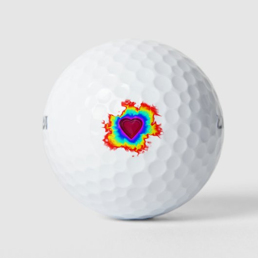 Balles De Golf Aura Psychédélique Double Cœur (Devant)