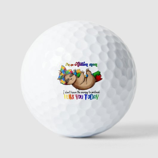Balles De Golf Autism Mom - Sloth (Recto)