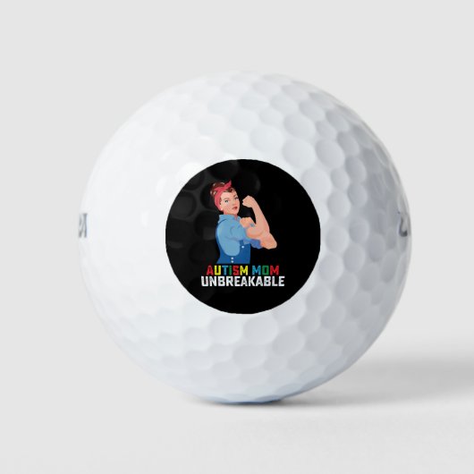 Balles De Golf Autisme Maman Fier Indestructible Famille Autiste (Devant)