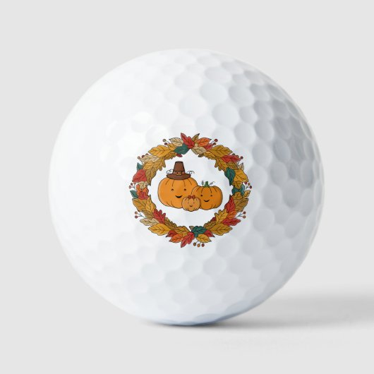 Balles De Golf Autumn Pumpkin Family Wreath (Recto)