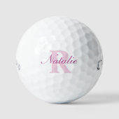 Balles de golf avec monogramme rose pâle et initia (Recto)