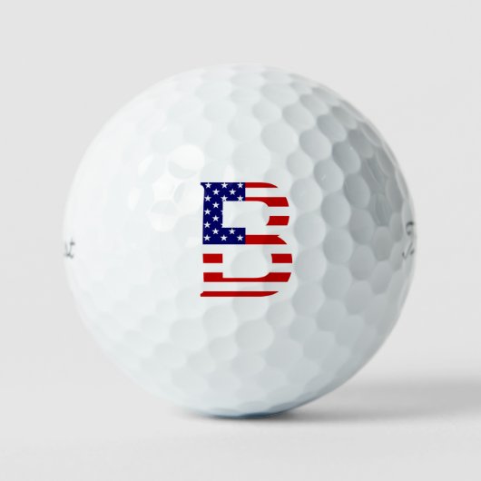 Balles De Golf B Monogramme superposé sur le drapeau américain tp (Recto)