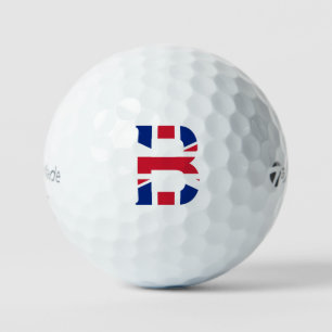 Balles De Golf B Monogramme superposé sur Union Jack Flag tmtp5 g