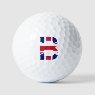 Balles De Golf B Monogramme superposé sur Union Jack Flag via gbc