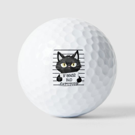 Balles De Golf Bad Cattitude - Mugshot de chat noir (Recto)