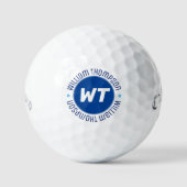 Balles De Golf Bal de golf avec nom ( Monogramme bleu ) (Recto)