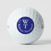 Balles De Golf Bal de golf blanc avec nom logo bleu (Recto)