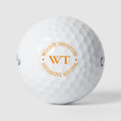Balles De Golf Bal de golf blanc avec son nom (Monogramme orange) (Devant)