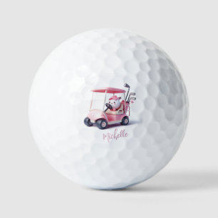 Balles De Golf Bal de golf mignon conduisant un panier de golf