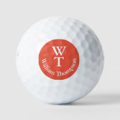 Balles De Golf Bal de golf orange-rouge avec nom (Devant)