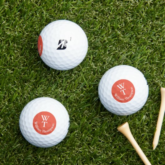 Balles De Golf Bal de golf orange-rouge avec nom (Herbe in situ)