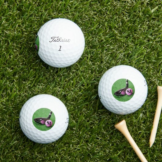 Balles De Golf Bal de golf rose élégant et élégant Monogramme per