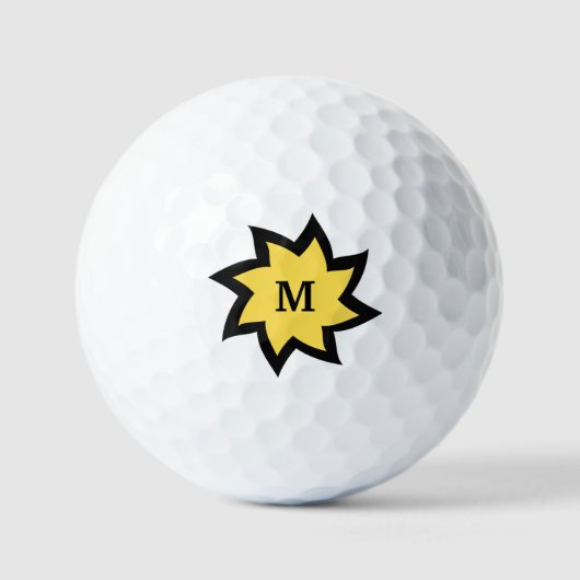 Balles De Golf Bal de golf Yellow and Black Starburst (Recto)