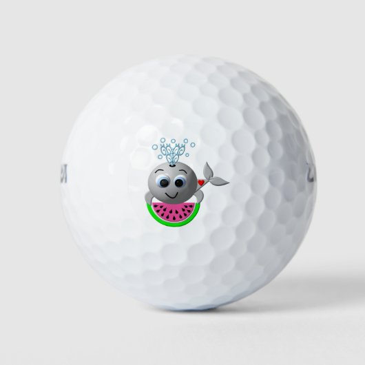 Balles De Golf Baleine mignonne et pastèque (Devant)