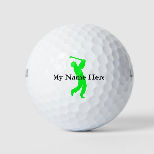 Balles De Golf Ball de golf personnel Golfeur vert Silhouette nom (Devant)