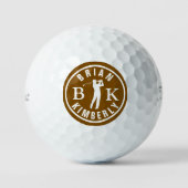 Balles De Golf Ball with Golfers Name & initials - monogram brown (Recto)