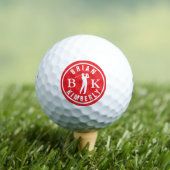 Balles De Golf Ball with Golfers Name & initials - red monogram (T-shirt Insitu)