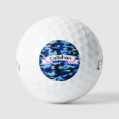 Balles De Golf Ballons de golf Camo Bleu & Noir - Nom personnalis (Recto)