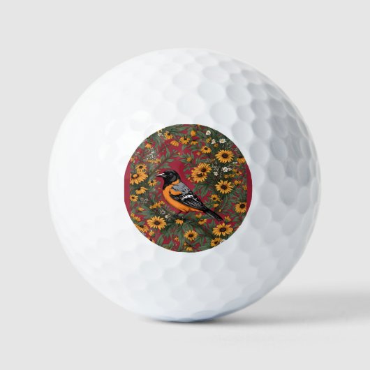 Balles De Golf Baltimore Oriole Oiseau Et Fleurs Susan Oiseaux No (Recto)
