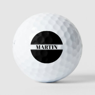Balles De Golf Bande de nom personnalisé en noir et blanc