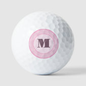 Balles De Golf Bande de preppy rose mignonne monogramme personnal (Recto)