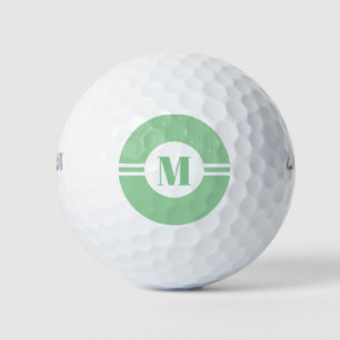 Balles De Golf Bandes vertes à la menthe monogramme pastel minima