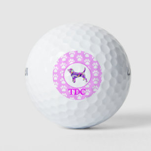 Balles De Golf Beagle Hound Chien Silhouette Paw Pink PY&B